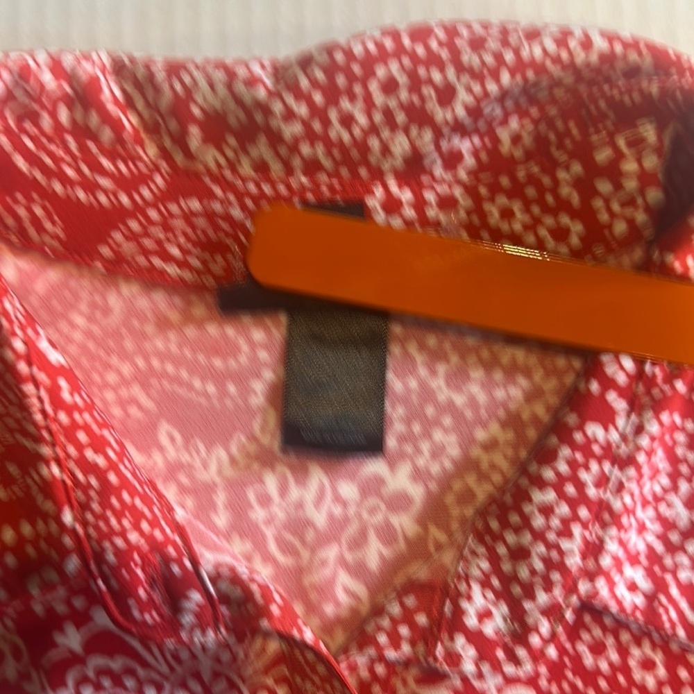 NWT Stella & Julie orange red & white A-Line Mini Dress Polo Collar button down - Picture 7 of 7